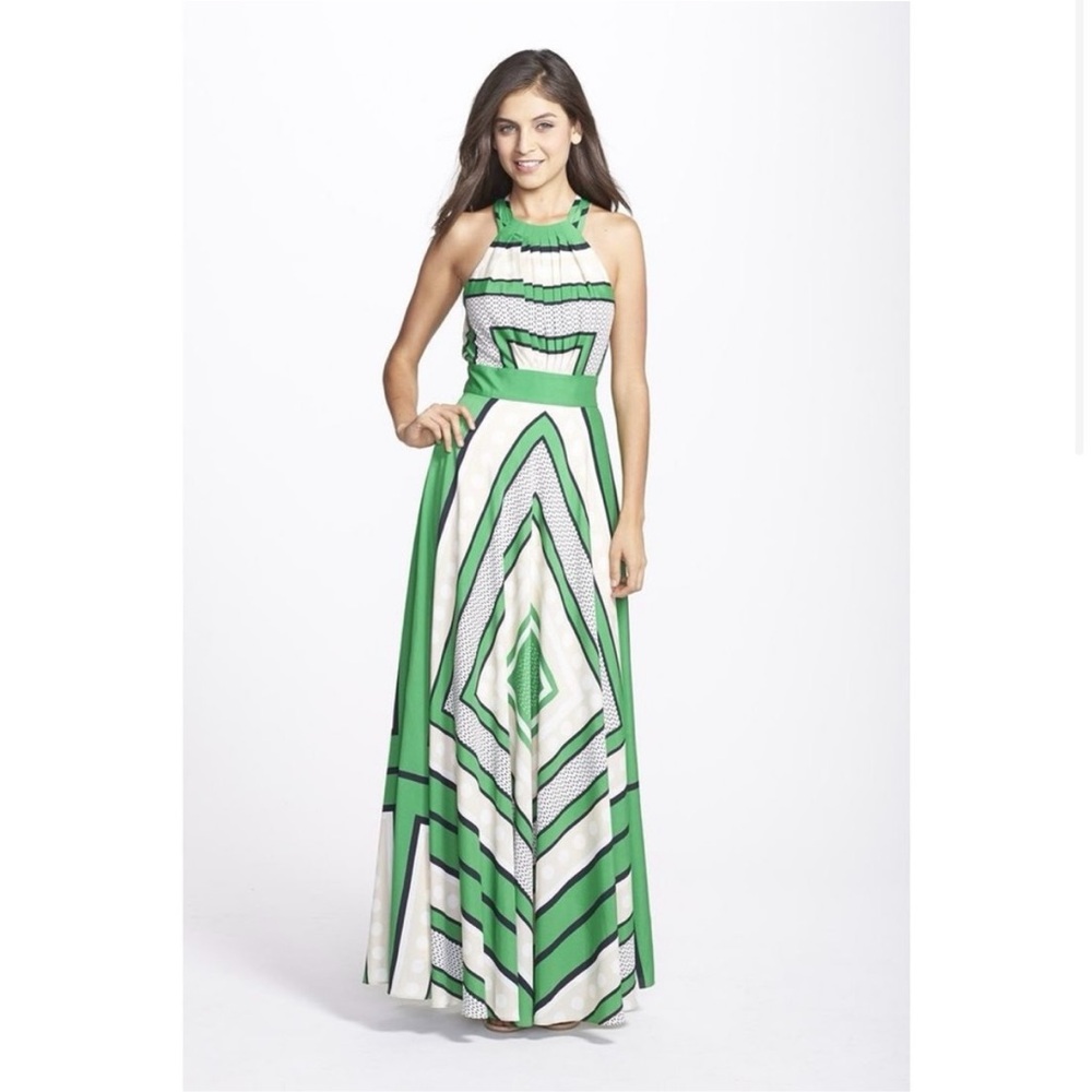 Eliza J Green and Cream scarf print Maxi Dress